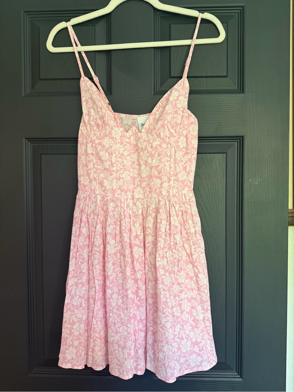 Sky to Moon Bustier Pink Floral Spaghetti-Strap Mini Dress